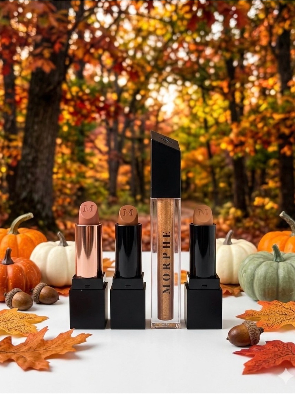 Morphe Neutral Nude Lipstick Set with Shimmery Bronze Gloss